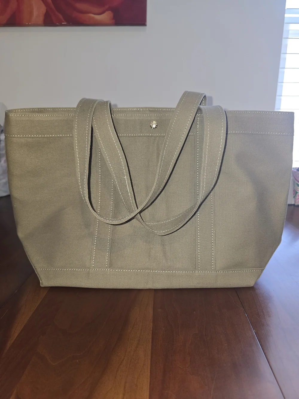 Baublebar NEW JDS Olive Canvas Tote Bag with Contrast Stitching